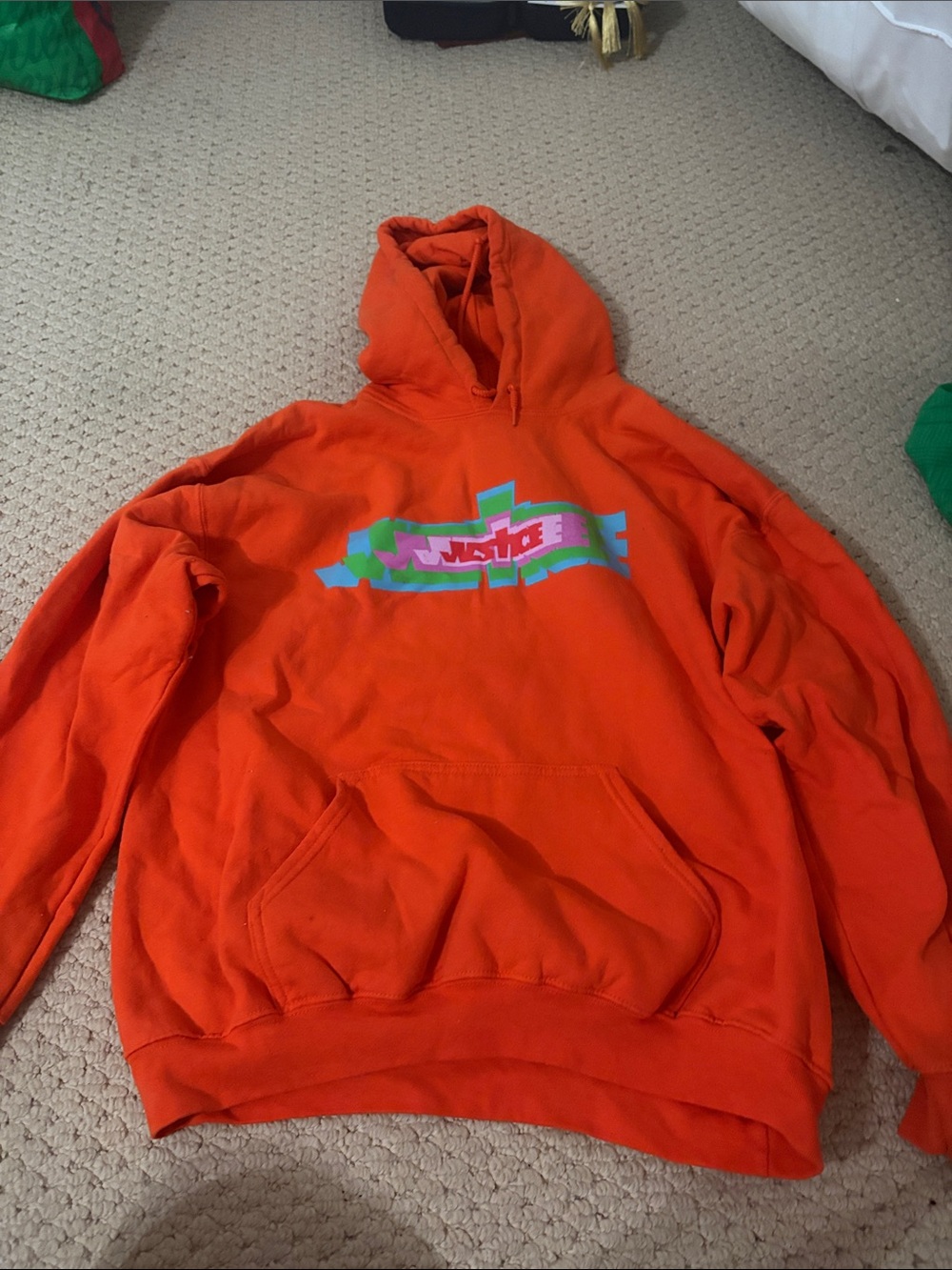 Justice Orange Graphic Crewneck Hoodie - Men's Pullover